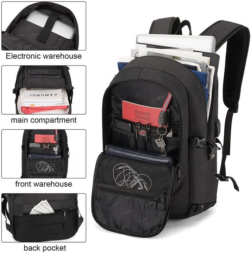 Travel Laptop Backpack – USB Charging, Anti-Theft Lock, Water-Resistant Design for 15.6