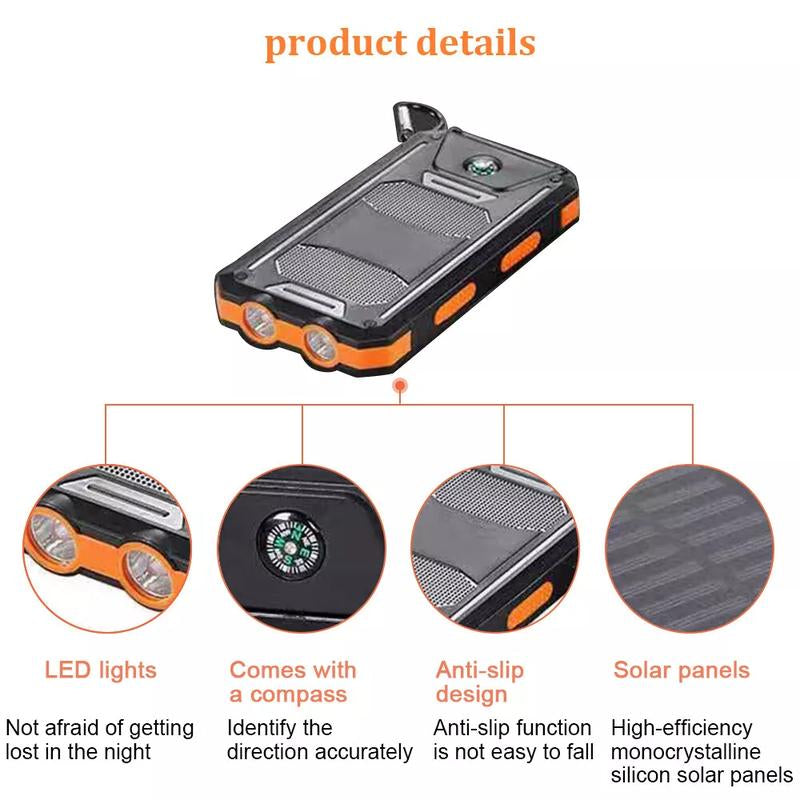 Portable Solar Power Bank – Durable Outdoor Charger for Travel & Camping