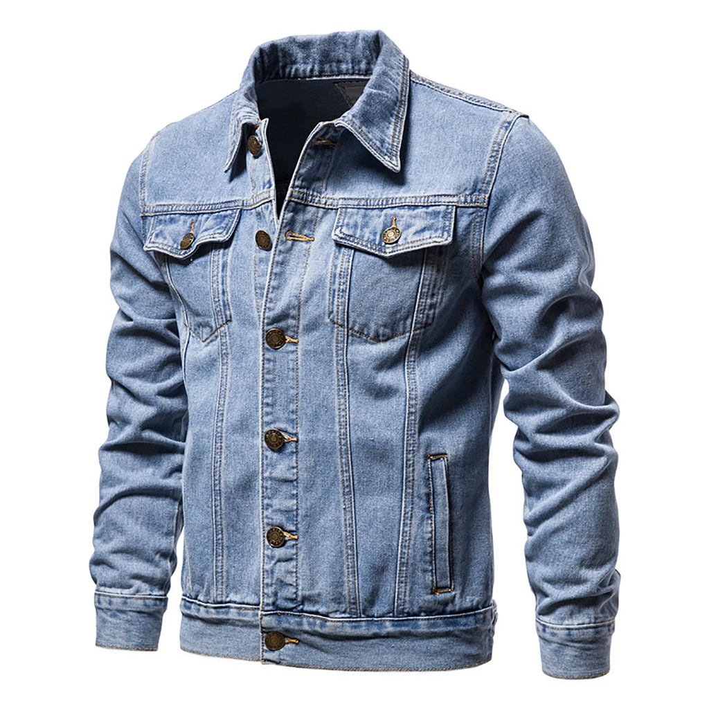 Men's Oversized Denim Jacket – Lightweight Button-Down Jean Coat for Big & Tall Sizes