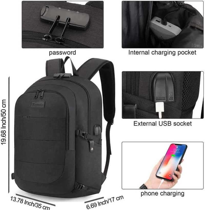 Travel Laptop Backpack – USB Charging, Anti-Theft Lock, Water-Resistant Design for 15.6