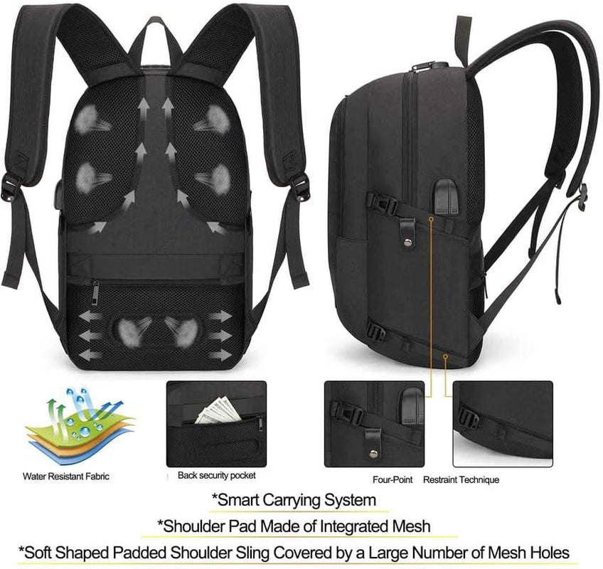 Travel Laptop Backpack – USB Charging, Anti-Theft Lock, Water-Resistant Design for 15.6