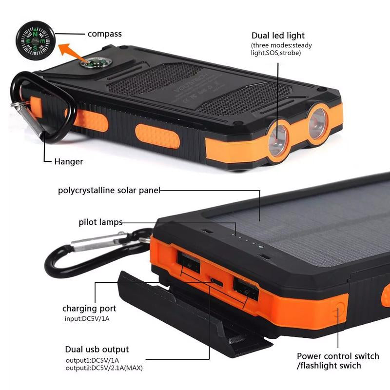 Portable Solar Power Bank – Durable Outdoor Charger for Travel & Camping